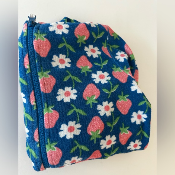 Mini Boden Toweling Blue Strawberry Flowers Zip Up Hoodie, 7/8 - Picture 8 of 8